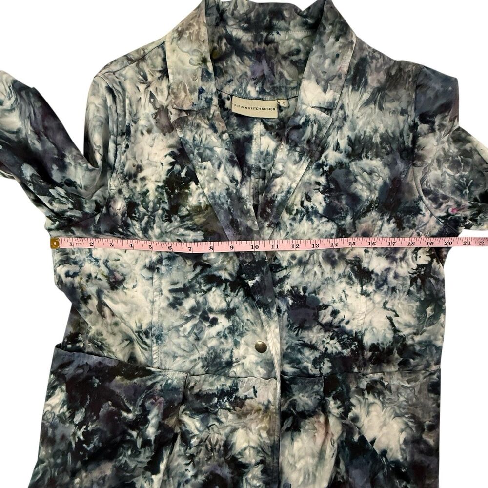 ELEVEN STITCH DESIGN Tie Dye Wrap Pocket Jacket Woman Small Blue Lagenlook USA - Picture 11 of 13